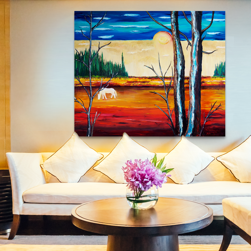 Abstract style painting - oil artwork for interior